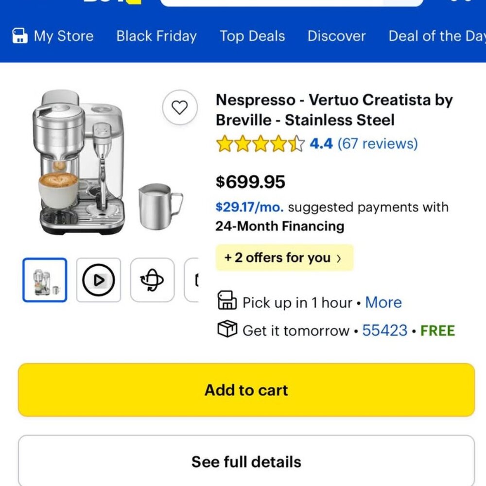 Brand New! Nespresso - Vertuo Creatista by Breville